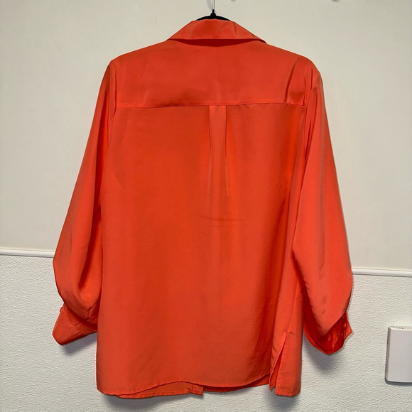 Women's Kim Rogers Button-Up Shirt Size 2X Orange Coral black speck as shown - Picture 3 of 6